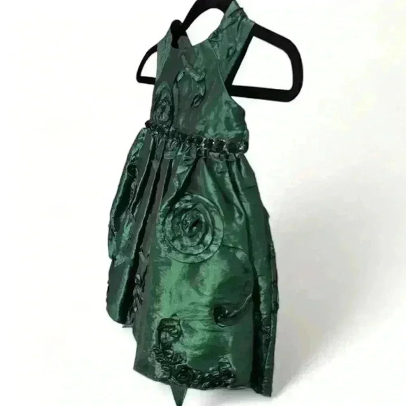 Jenny & Me Toddler Girls Green Floral Embroidery  Holiday Dress size 18 months - Picture 2 of 8